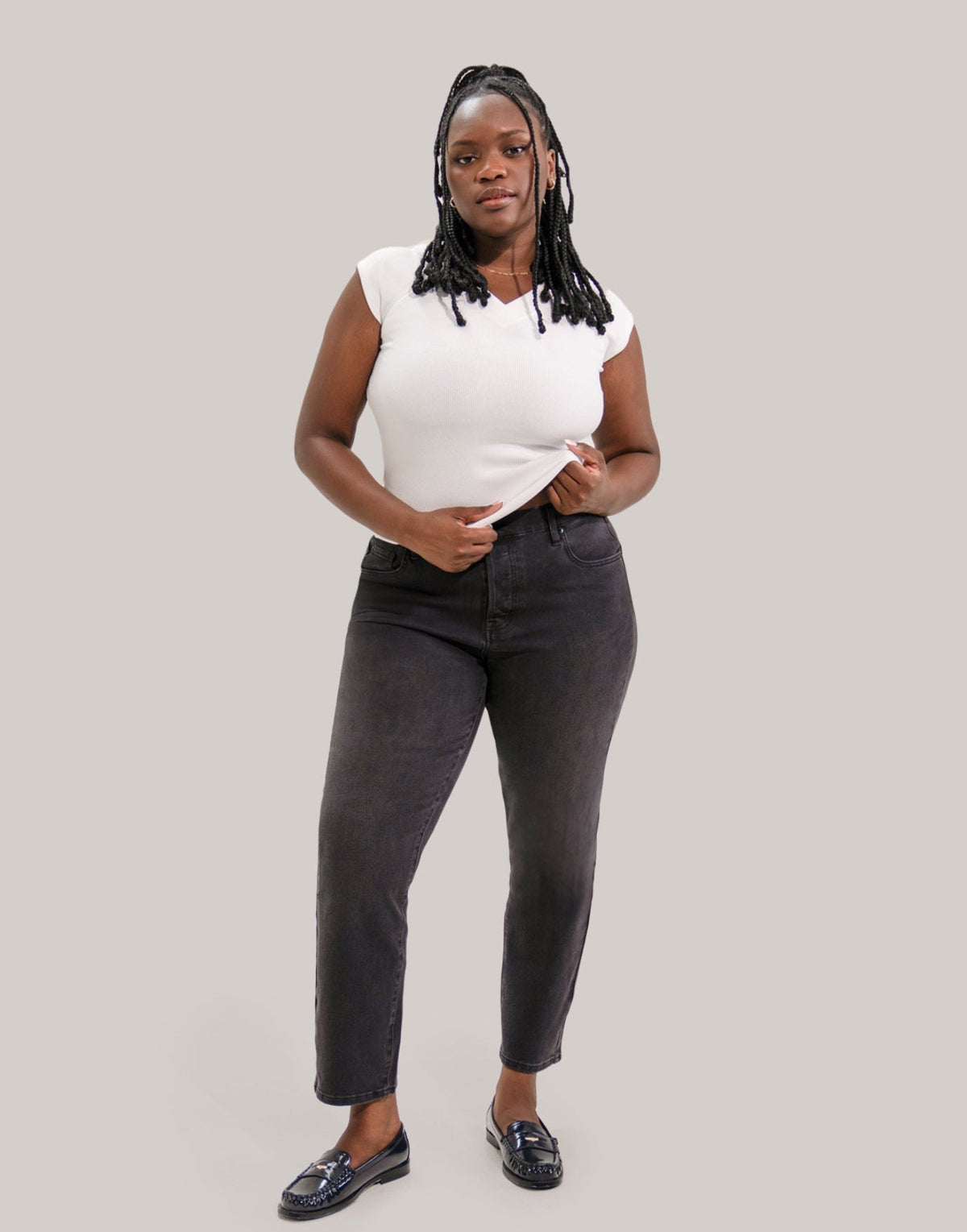 EMILY SLIM JEANS / WASHED BLACK 34