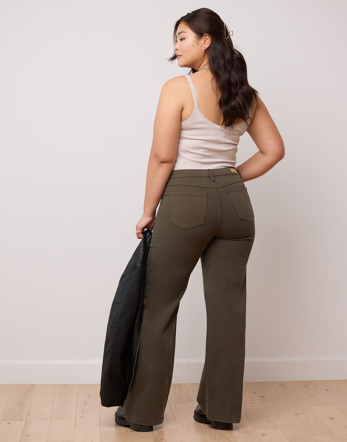 LILY WIDE LEG JEANS / VERT FONCE