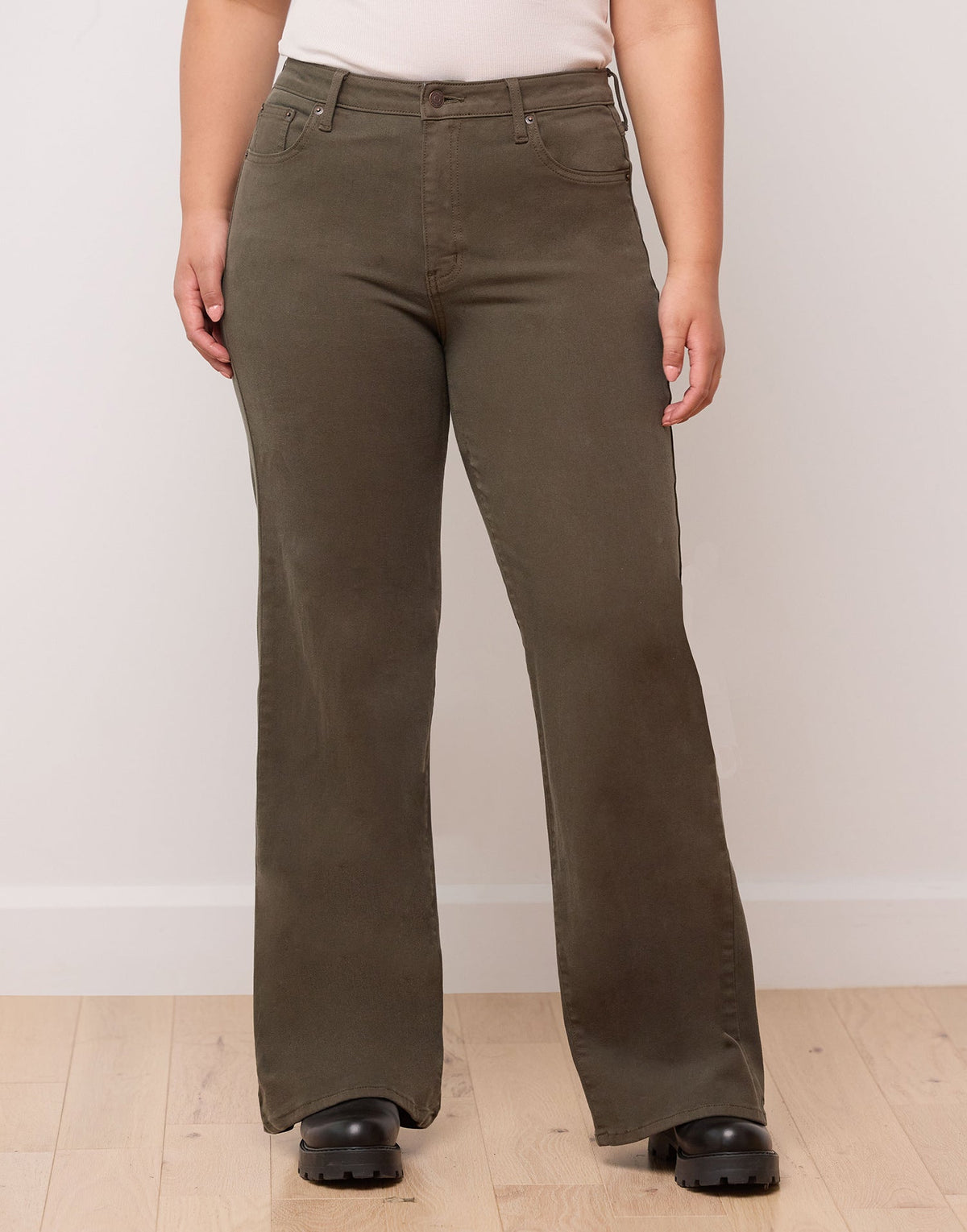 LILY WIDE LEG JEANS / VERT FONCE