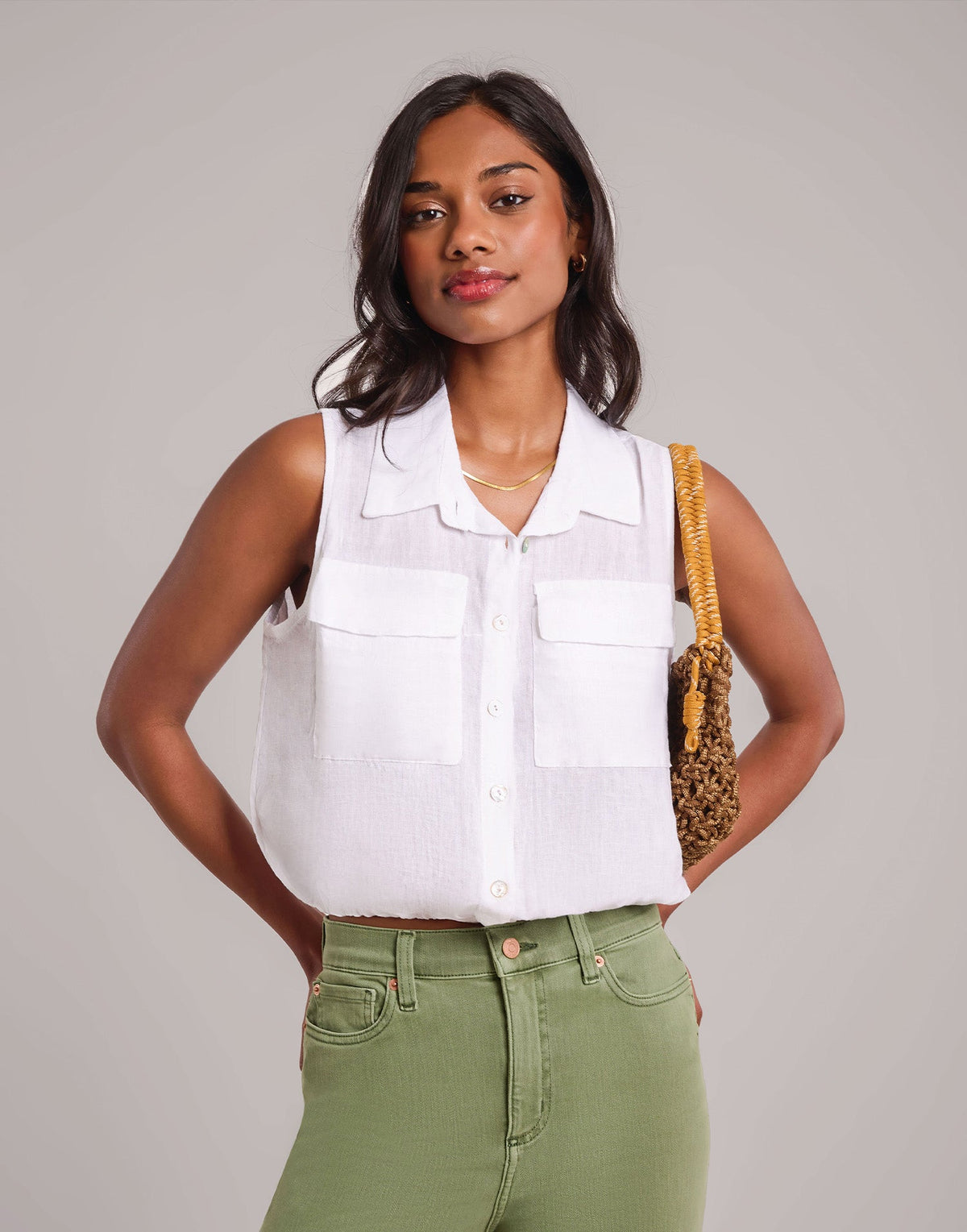 SOL LINEN SLEEVELESS VEST / WHITE