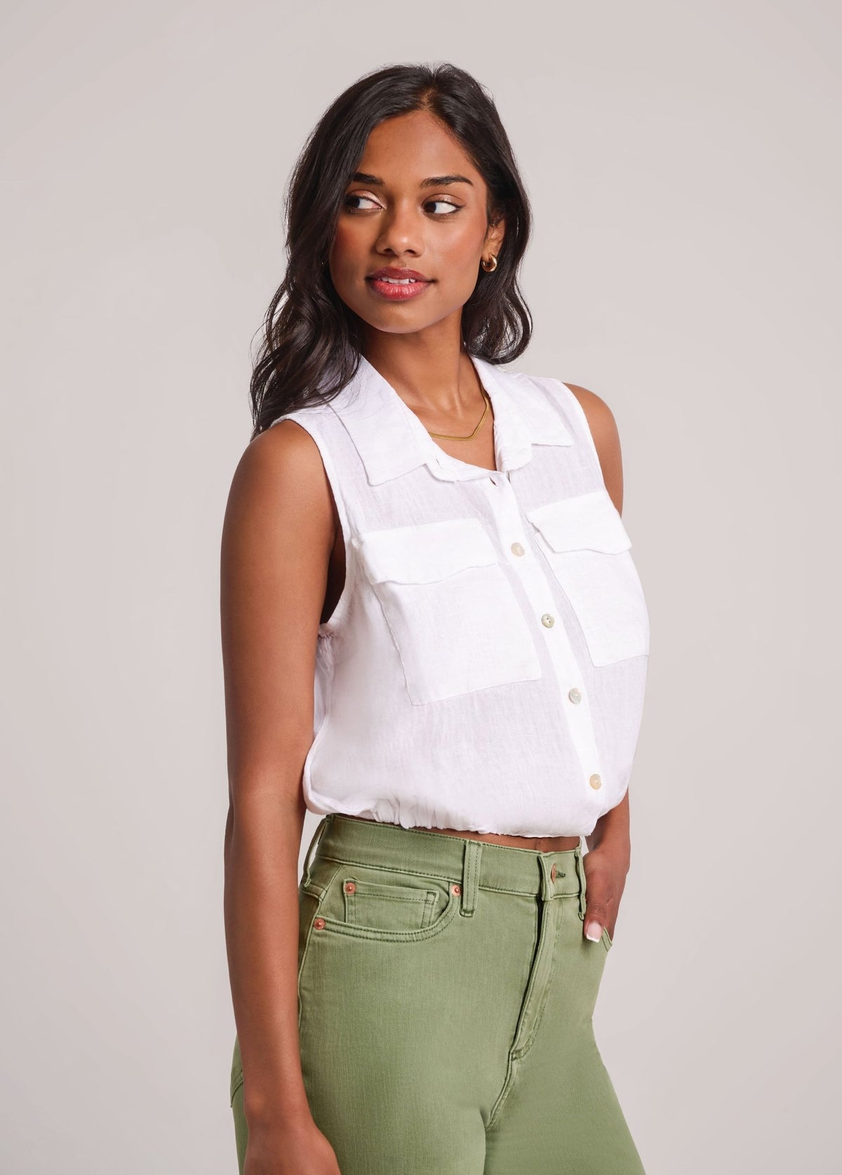 SOL LINEN SLEEVELESS VEST / WHITE